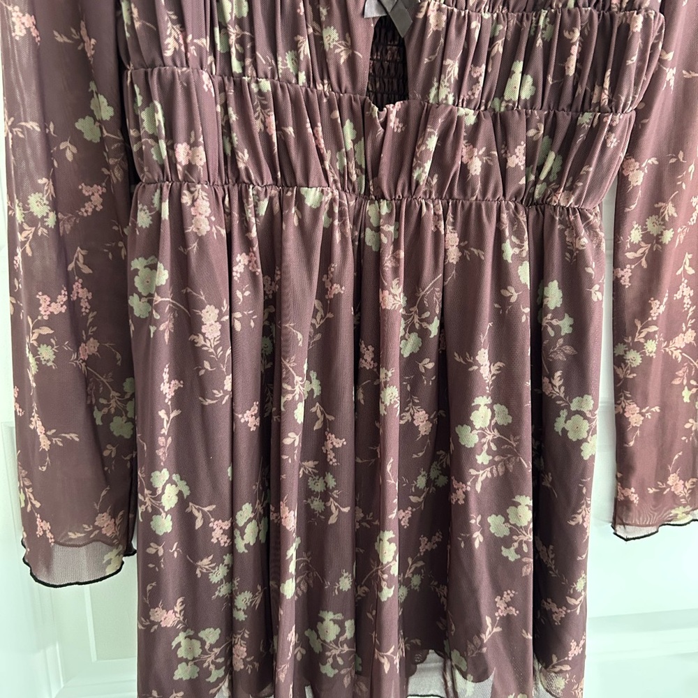 Urban Outfitters Diana Floral Cut Out Romper Brown Green Size L - Picture 5 of 16